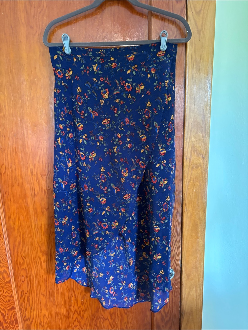 Madewell Navy Floral Midi Skirt